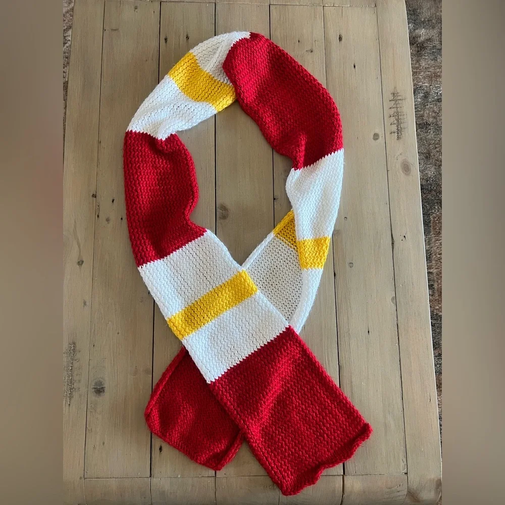 Kansas City Chiefs Red, White, and Yellow Striped Scarf